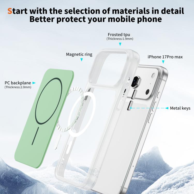 For iPhone 17 Pro Max Crystal Frosted Skin Feel Magnetic MagSafe Phone Case