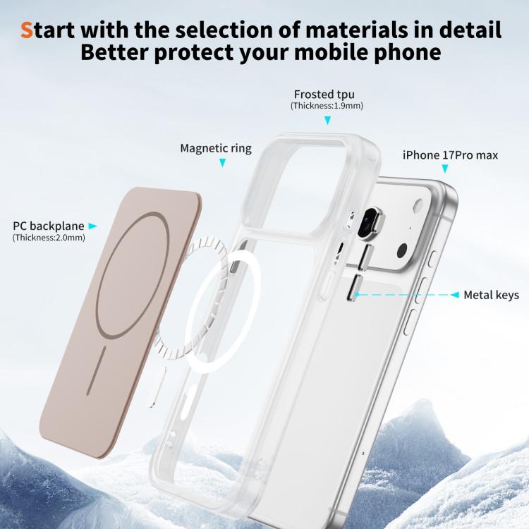 For iPhone 17 Pro Max Crystal Frosted Skin Feel Magnetic MagSafe Phone Case