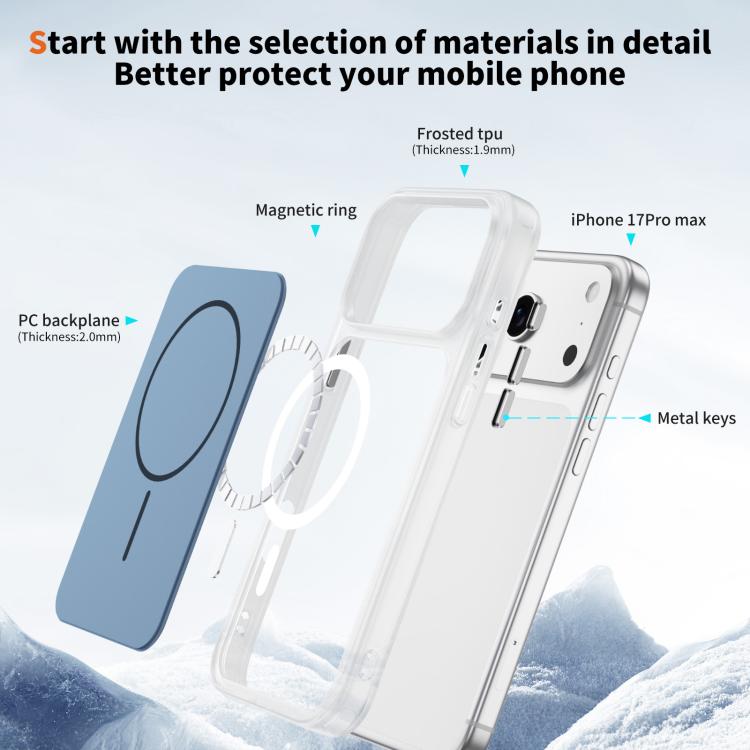 For iPhone 17 Pro Max Crystal Frosted Skin Feel Magnetic MagSafe Phone Case
