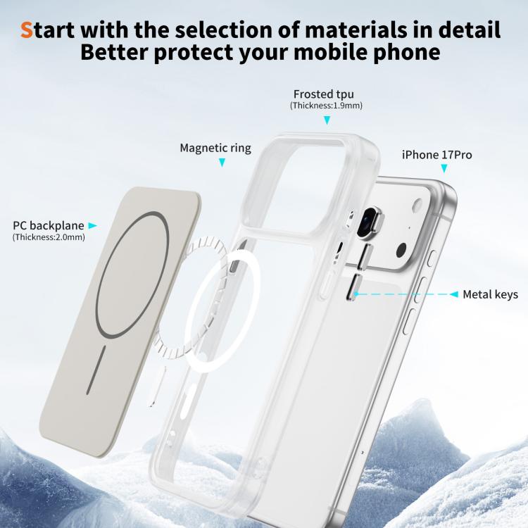 For iPhone 17 Pro Crystal Frosted Skin Feel Magnetic MagSafe Phone Case