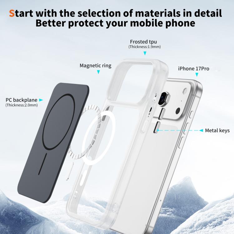 For iPhone 17 Pro Crystal Frosted Skin Feel Magnetic MagSafe Phone Case