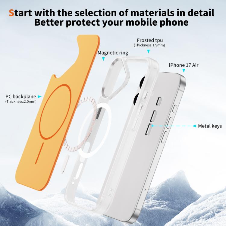 For iPhone 17 Crystal Frosted Skin Feel Magnetic MagSafe Phone Case