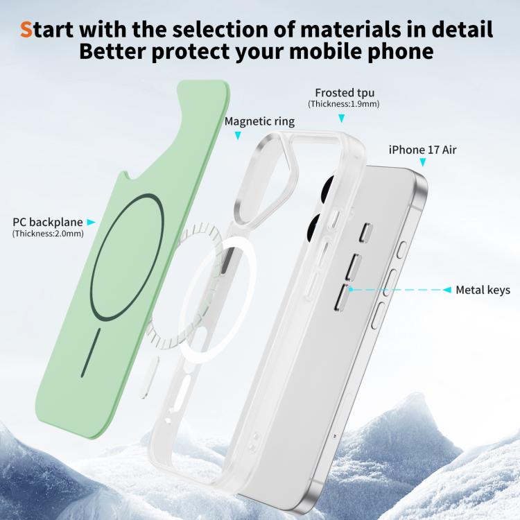 For iPhone 17 Crystal Frosted Skin Feel Magnetic MagSafe Phone Case