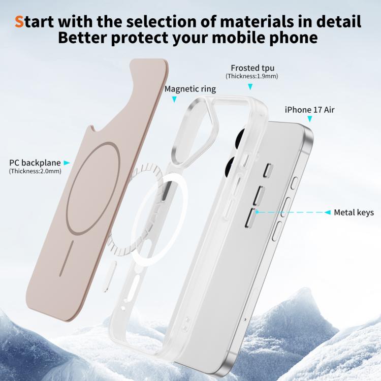 For iPhone 17 Crystal Frosted Skin Feel Magnetic MagSafe Phone Case