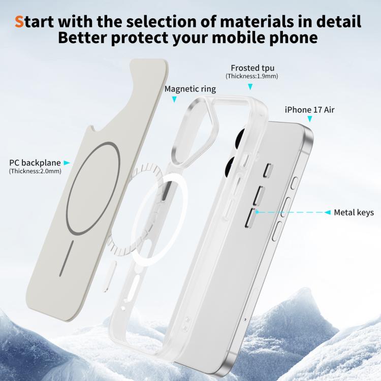 For iPhone 17 Crystal Frosted Skin Feel Magnetic MagSafe Phone Case