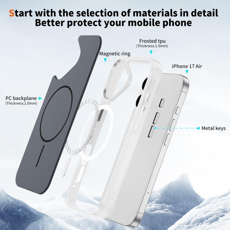 For iPhone 17 Crystal Frosted Skin Feel Magnetic MagSafe Phone Case