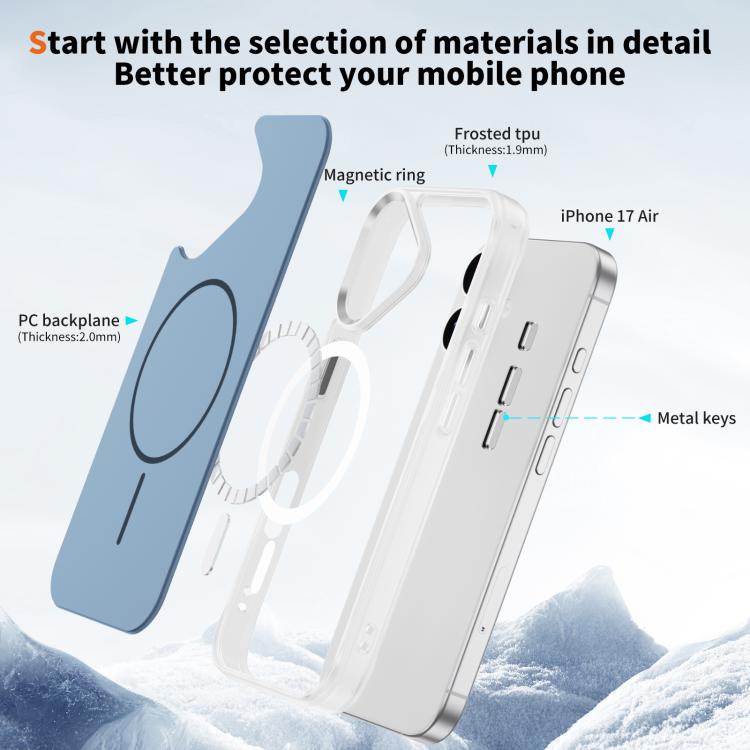 For iPhone 17 Crystal Frosted Skin Feel Magnetic MagSafe Phone Case