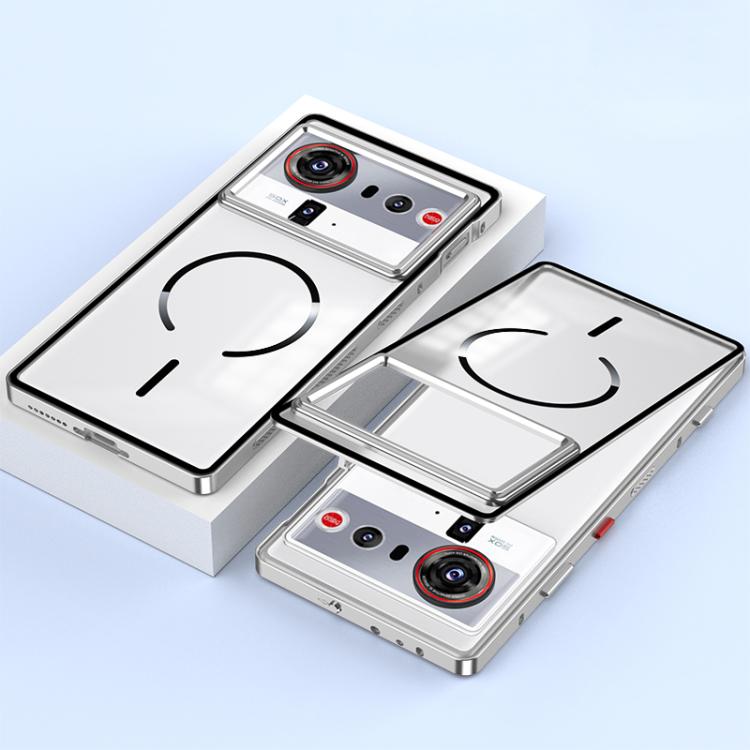 For ZTE nubia Z80 Ultra Single-sided Snap Buckle Metal Frame Frosted MagSafe Phone Case