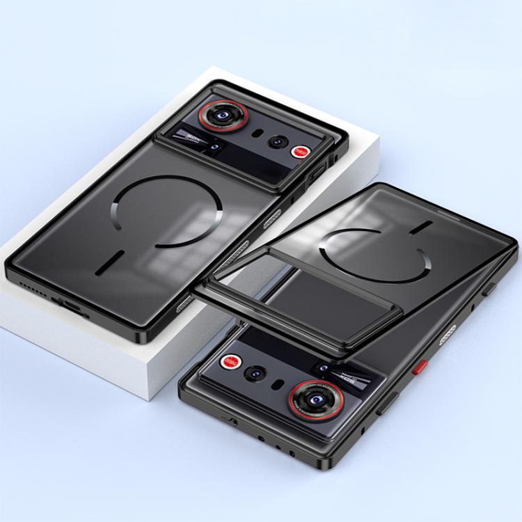 For ZTE nubia Z80 Ultra Single-sided Snap Buckle Metal Frame Frosted MagSafe Phone Case