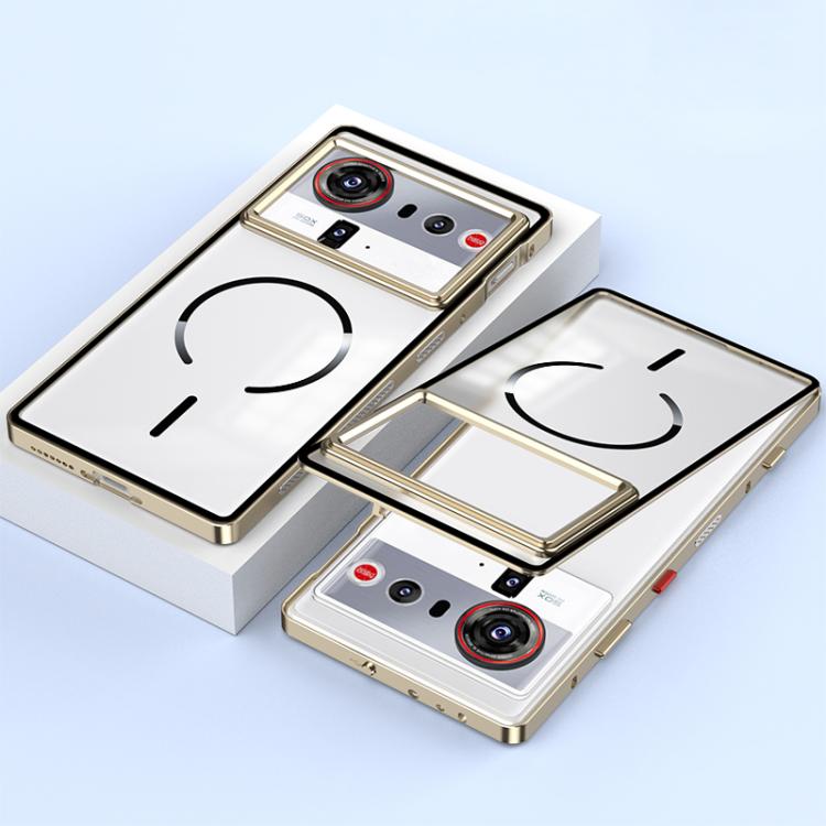 For ZTE nubia Z80 Ultra Single-sided Snap Buckle Metal Frame Frosted MagSafe Phone Case