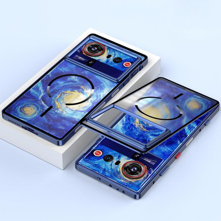 For ZTE nubia Z80 Ultra Single-sided Snap Buckle Metal Frame Frosted MagSafe Phone Case