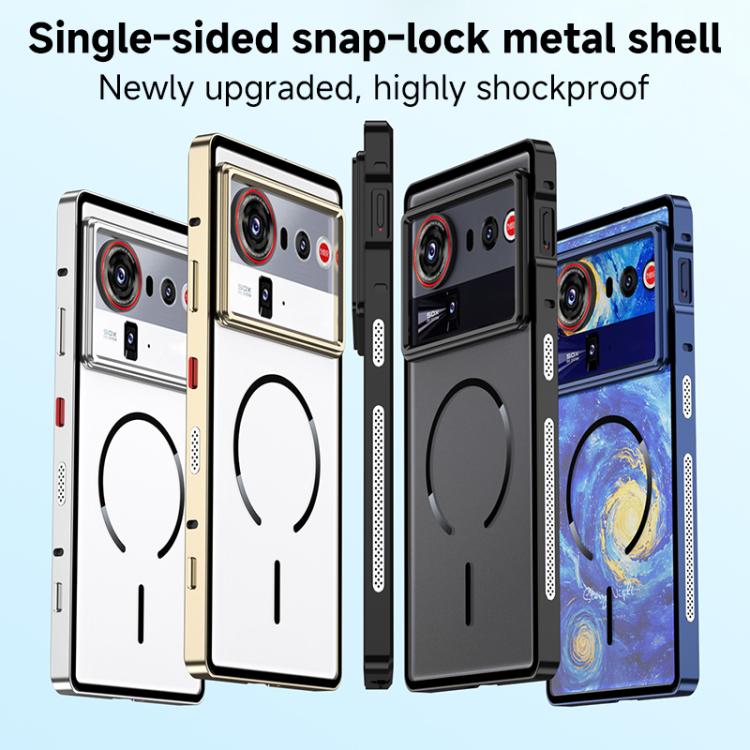 For ZTE nubia Z80 Ultra Single-sided Snap Buckle Metal Frame Frosted MagSafe Phone Case