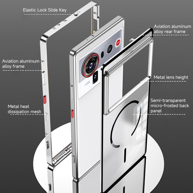 For ZTE nubia Z80 Ultra Single-sided Snap Buckle Metal Frame Frosted MagSafe Phone Case