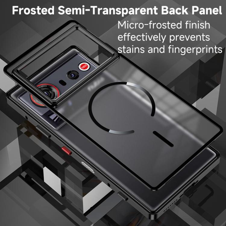 For ZTE nubia Z80 Ultra Single-sided Snap Buckle Metal Frame Frosted MagSafe Phone Case