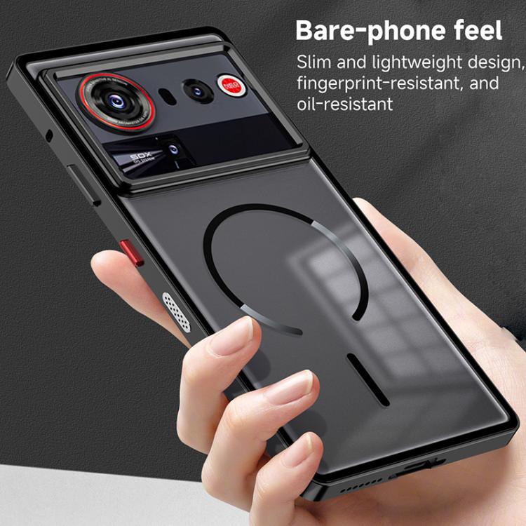 For ZTE nubia Z80 Ultra Single-sided Snap Buckle Metal Frame Frosted MagSafe Phone Case