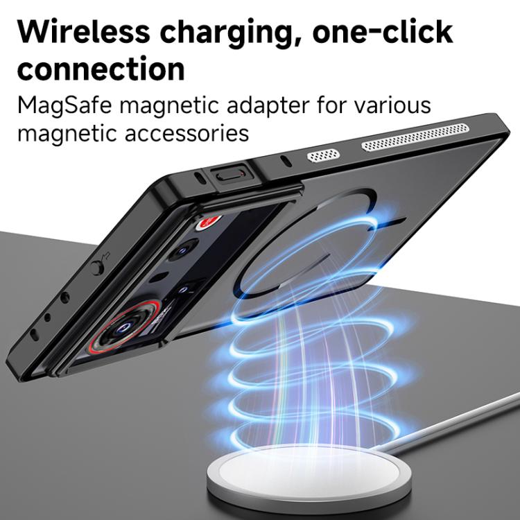 For ZTE nubia Z80 Ultra Single-sided Snap Buckle Metal Frame Frosted MagSafe Phone Case