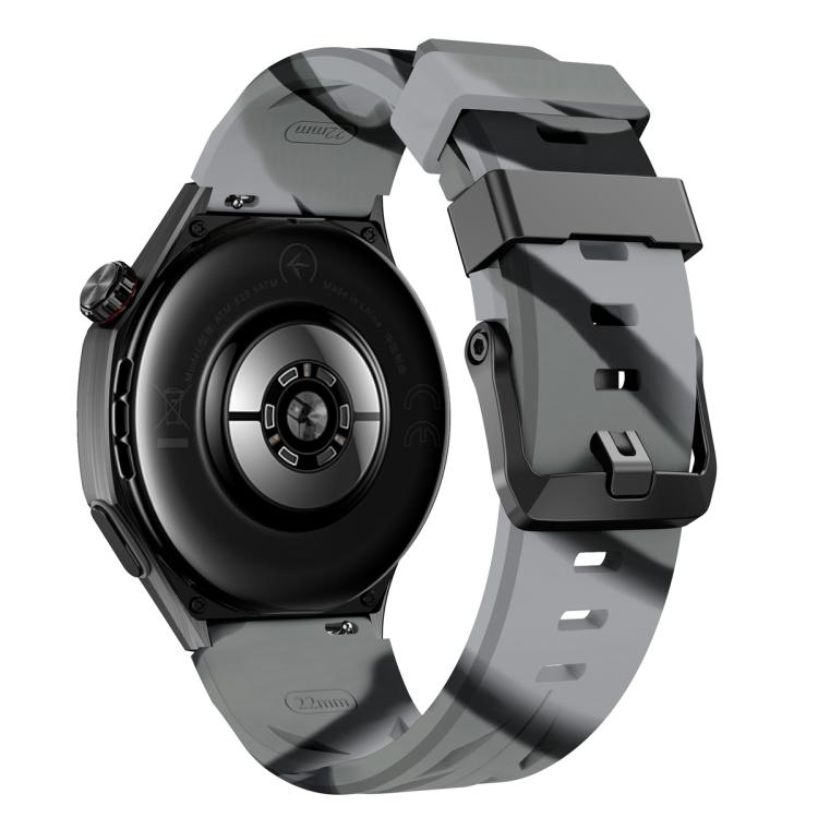 22mm Black Pin Buckle Silicone Watch Band
