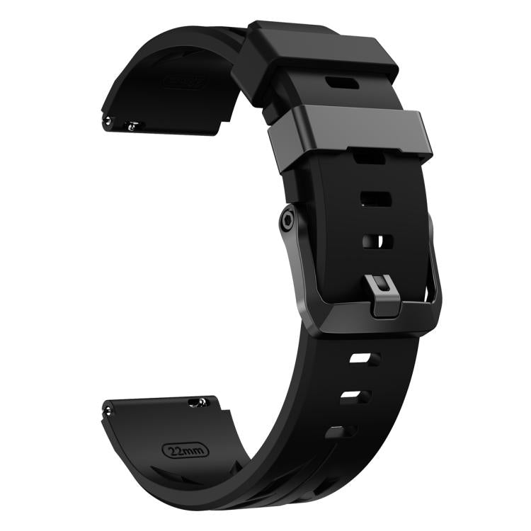 22mm Black Pin Buckle Silicone Watch Band