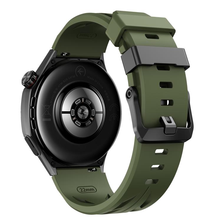 22mm Black Pin Buckle Silicone Watch Band