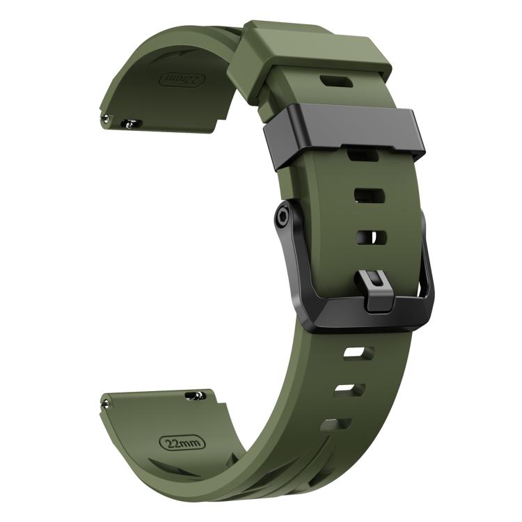 22mm Black Pin Buckle Silicone Watch Band