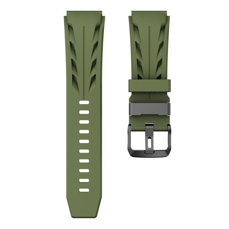 22mm Black Pin Buckle Silicone Watch Band
