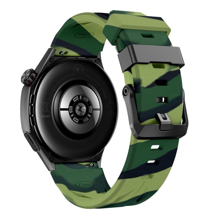 22mm Black Pin Buckle Silicone Watch Band