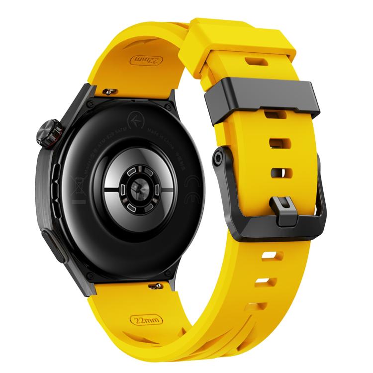 22mm Black Pin Buckle Silicone Watch Band
