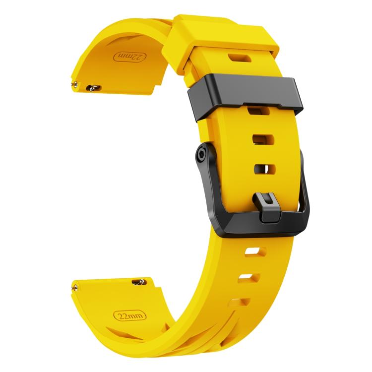 22mm Black Pin Buckle Silicone Watch Band