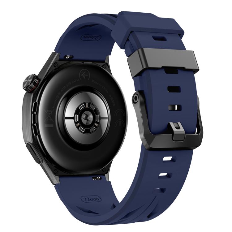 22mm Black Pin Buckle Silicone Watch Band