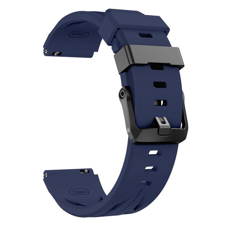 22mm Black Pin Buckle Silicone Watch Band