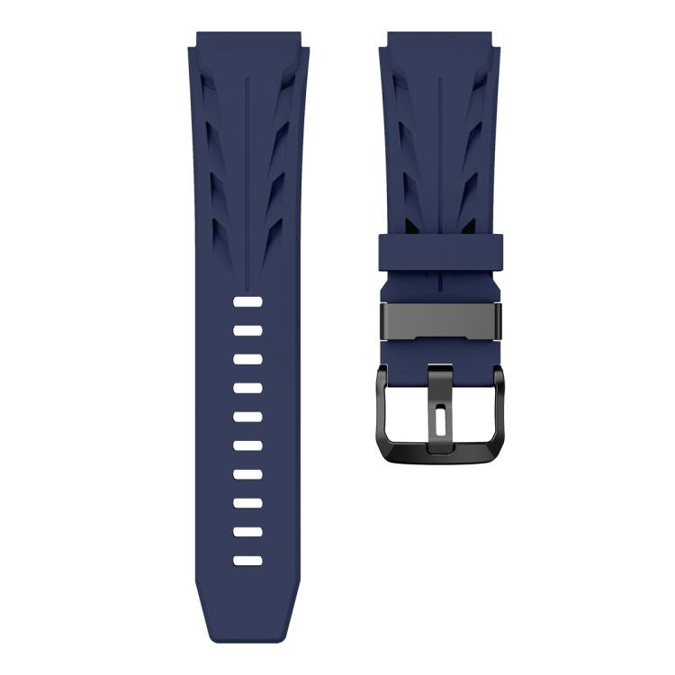 22mm Black Pin Buckle Silicone Watch Band