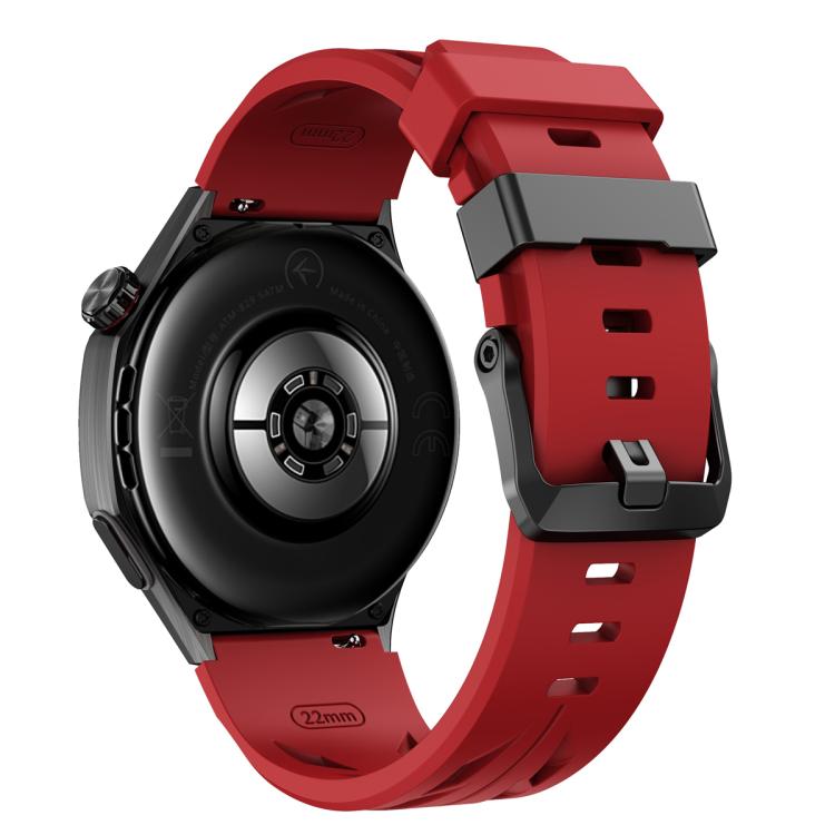22mm Black Pin Buckle Silicone Watch Band