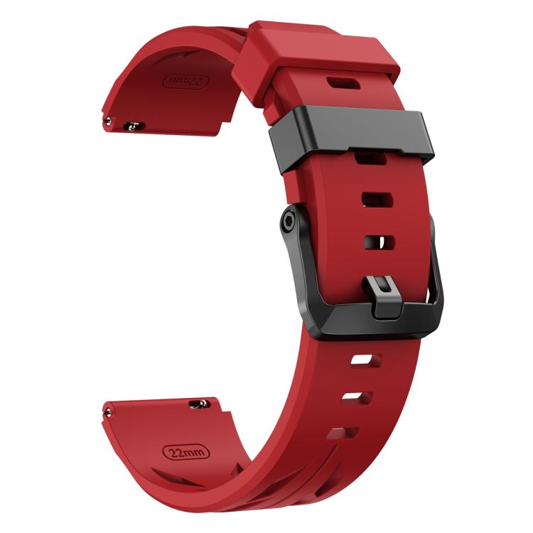 22mm Black Pin Buckle Silicone Watch Band