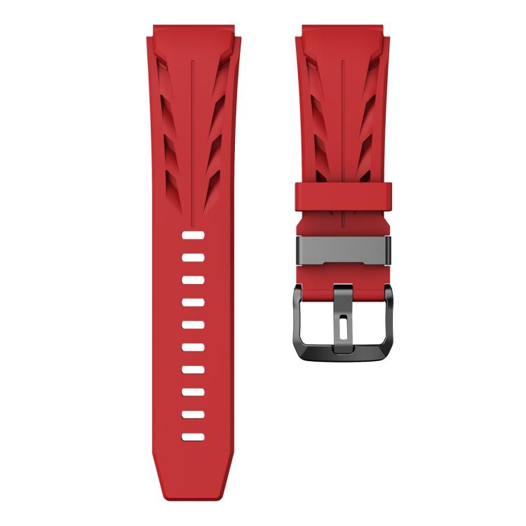 22mm Black Pin Buckle Silicone Watch Band