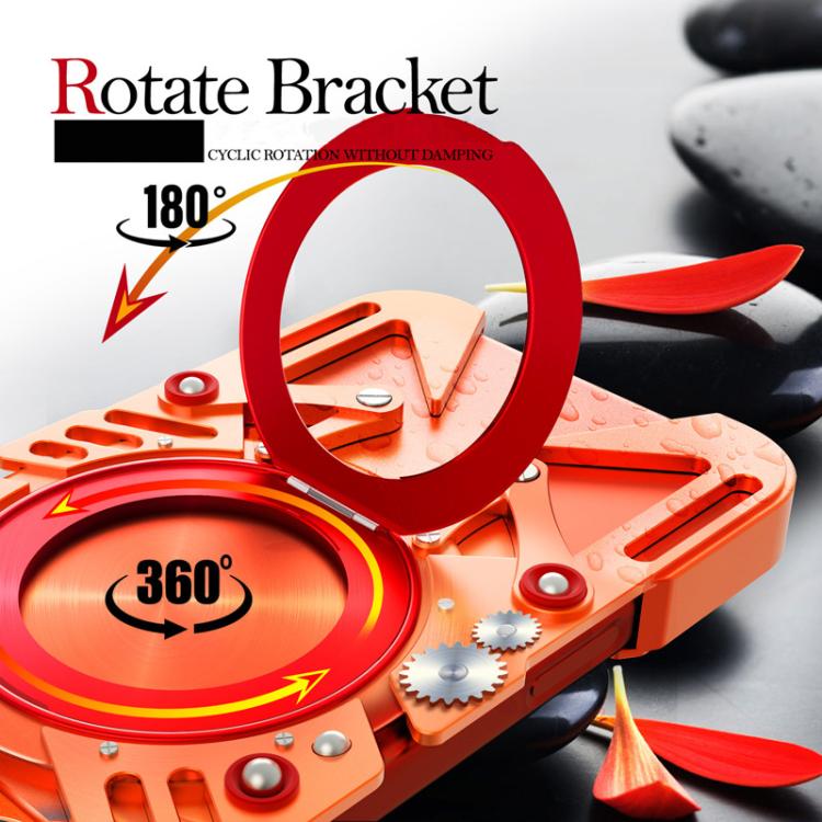 For iPhone 17 Pro Rotating Bracket MagSafe Hollow Metal Phone Case with Lanyard