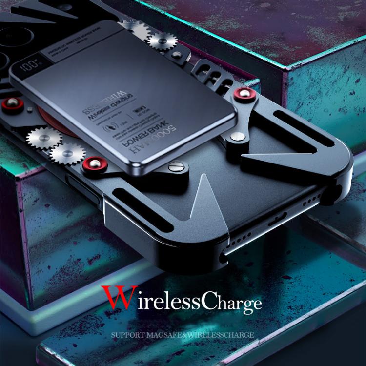 For iPhone 17 Pro Rotating Bracket MagSafe Hollow Metal Phone Case with Lanyard