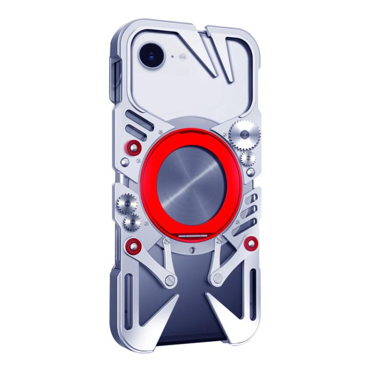 For iPhone 17e / 16e Rotating Bracket MagSafe Hollow Metal Phone Case with Lanyard
