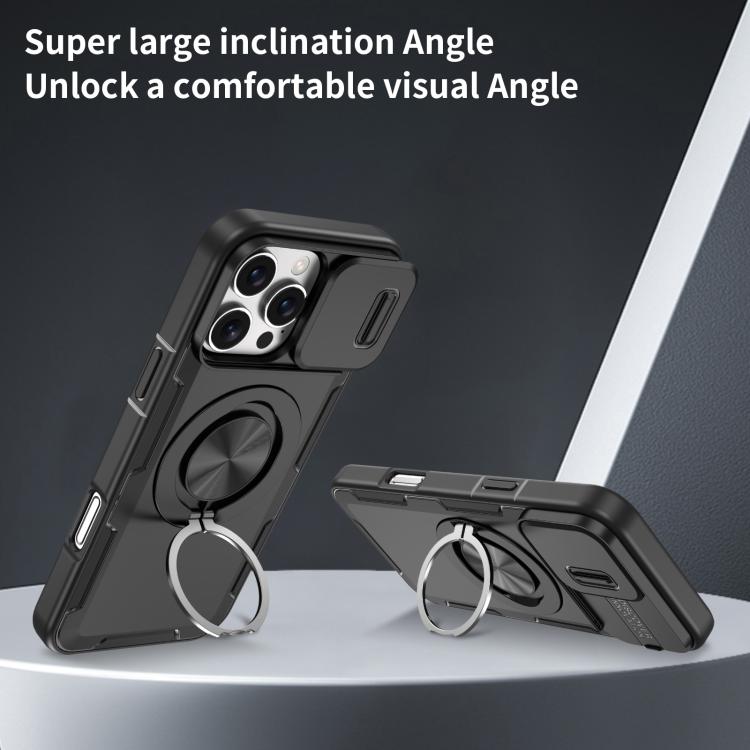 For iPhone 16 Pro Max Camshield Rotation Holder MagSafe Phone Case