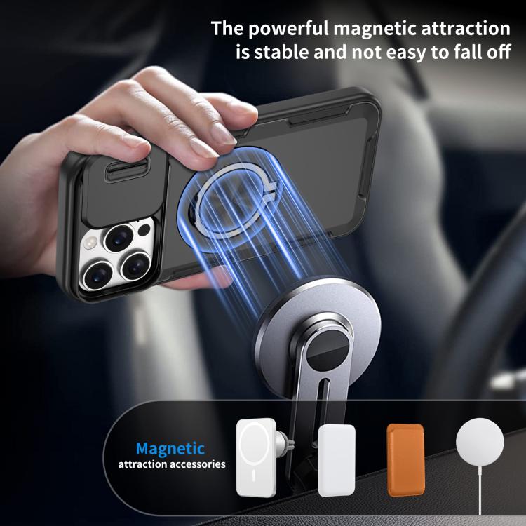 For iPhone 16 Pro Max Camshield Rotation Holder MagSafe Phone Case
