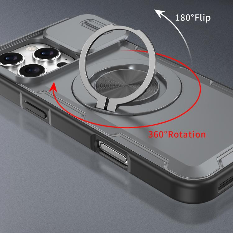 For iPhone 16 Pro Max Camshield Rotation Holder MagSafe Phone Case