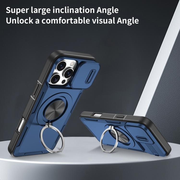 For iPhone 16 Pro Max Camshield Rotation Holder MagSafe Phone Case