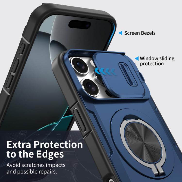 For iPhone 16 Pro Max Camshield Rotation Holder MagSafe Phone Case