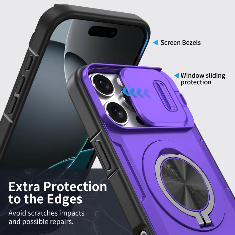 For iPhone 16 Pro Max Camshield Rotation Holder MagSafe Phone Case