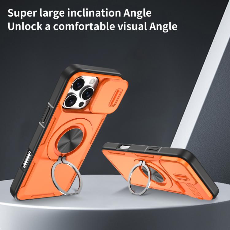 For iPhone 16 Pro Camshield Rotation Holder MagSafe Phone Case