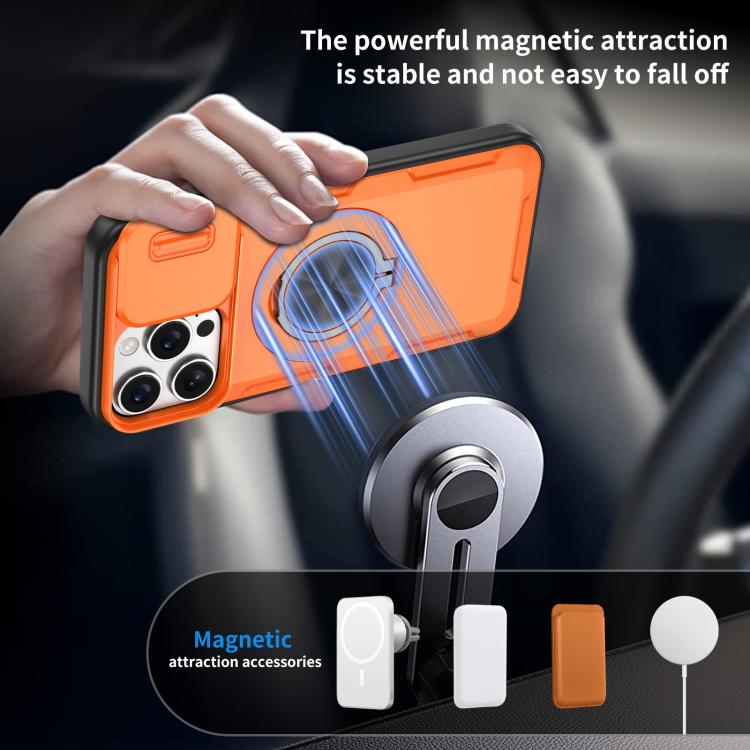 For iPhone 16 Pro Camshield Rotation Holder MagSafe Phone Case