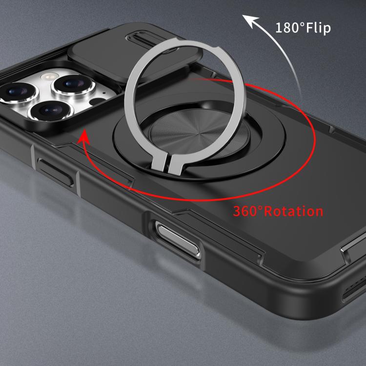 For iPhone 16 Pro Camshield Rotation Holder MagSafe Phone Case