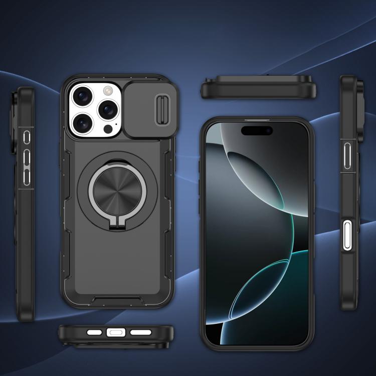 For iPhone 16 Pro Camshield Rotation Holder MagSafe Phone Case