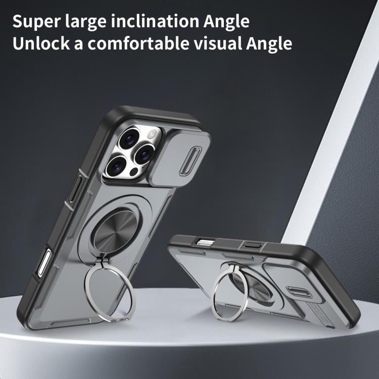 For iPhone 16 Pro Camshield Rotation Holder MagSafe Phone Case