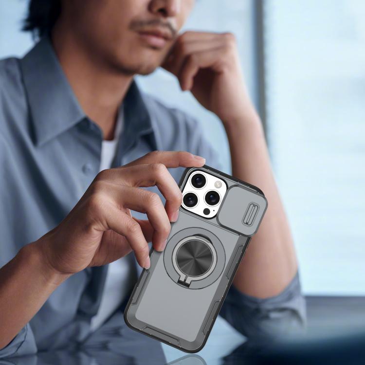 For iPhone 16 Pro Camshield Rotation Holder MagSafe Phone Case