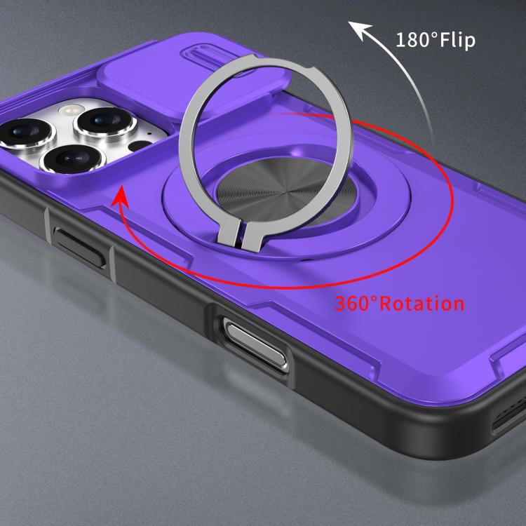 For iPhone 16 Pro Camshield Rotation Holder MagSafe Phone Case